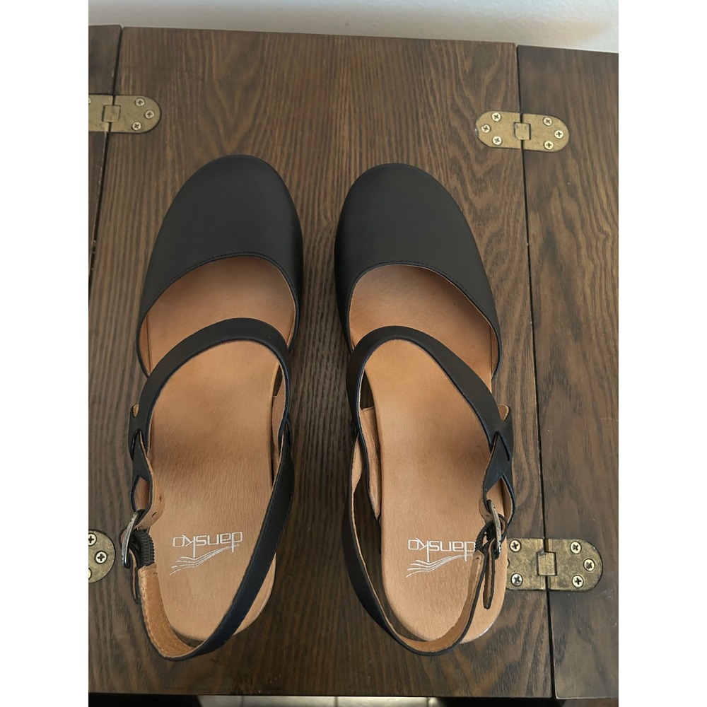 Dansko Taci Waxy Black Wedge leather Mary Jane Clogs Women's Size 41 US 10.5-11 - Picture 13 of 14